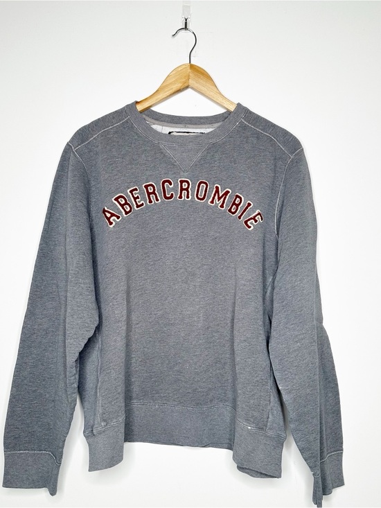 Abercrombie & Fitch Tops - Abercrombie & Fitch Vintage Y2K Grey Crewneck Varsity Pullover Sweatshirt Sz M